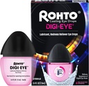 Rohto Digital- Eye Digital Eye Strain Eye Drops, Cooling Eye Strain Relief from Digital Eye Strain Symptomer, Long- Lasting, Lindrende Eye Relief, Eye Drops for Red, Træte Eye 0,4 fl oz Flaske (Pack of 2)