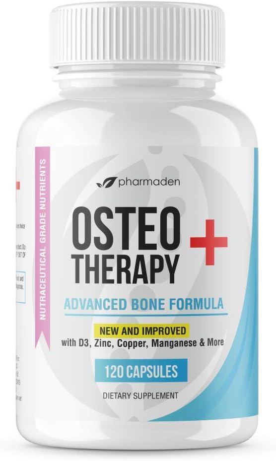 OsteoTherapy + Advanced Bone Support - Vitamin C, MK4 / MK7, Høj Absorberende Calcium, Mangan, Magnesium