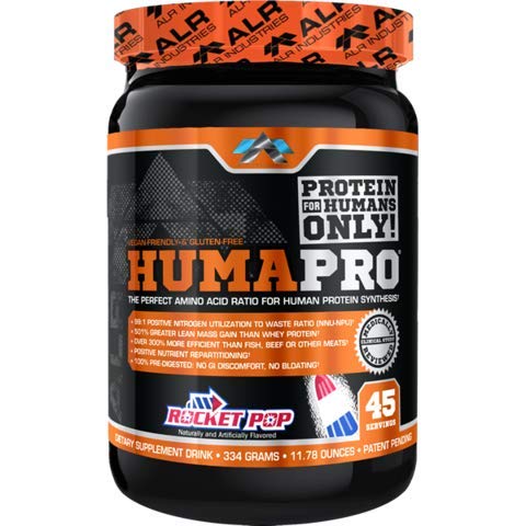 Humapro af ALR Industries Premium Protien Powder, Rocket Pop, 334 Bedste, HumaPro Protein Powder for 510% større Lean Mass - lækker frugt smag supplement drikke mix, perfekt Aminosyreforhold, 30