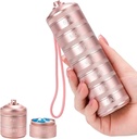 Metal Pill Organizer 7 Dag - Vandtæt Weekly Travel Pill Box Daily Pill Case med 7 afdelinger, Pill Container til Vitamin Medicin Kosttilskud Fish Oil, Pink