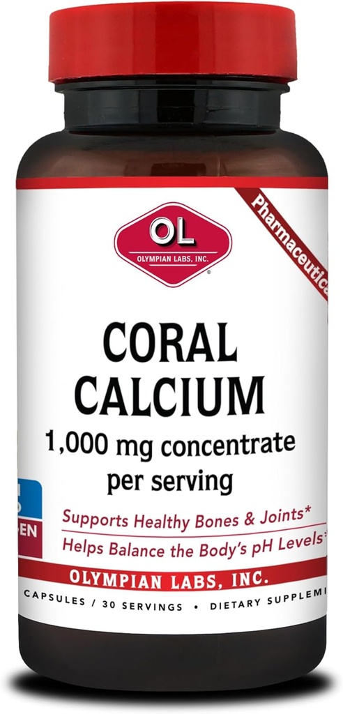 Olympian Labs Coral Calcium 1000mg koncentrat kapsler, støtte sunde knogler og pH balance - 90 kapsler