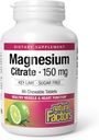 Natural Factors Magnesium Citrate, 150 mg, Chewable Tablets, Supports Nerve, Muscle and Heart Function, Key Lime, Sugar Free, 60 Count