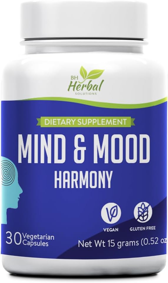 Mind and Mood Harmony - Forbedret klarhed og fokus - Balance Mood Swings - Support Følelsesmæssige forordning - Ikke Drowsy Formel - 100% Herbal og Natural