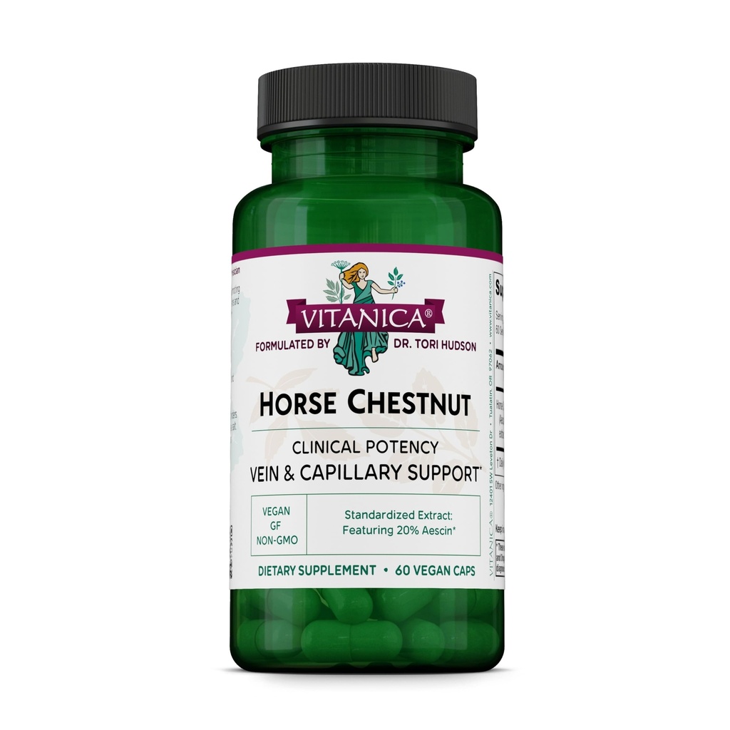 Vitanica, Horse Chestnut, Promoes Vein og Capillary Strength & Circulation, Vegan, 60 Kapsler
