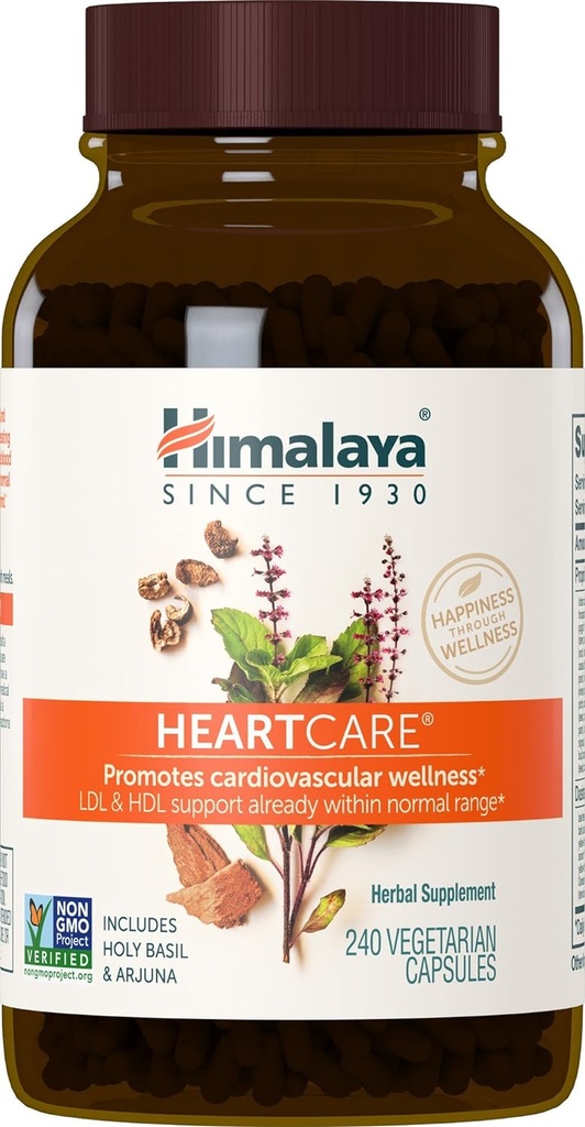 Himalaya HeartCare, Cholesterol & Blood Pressure Supplements for Cardiovaskulær Wellness and Heart Health, 720mg, 240 Kapsler, 2 Måned Supply