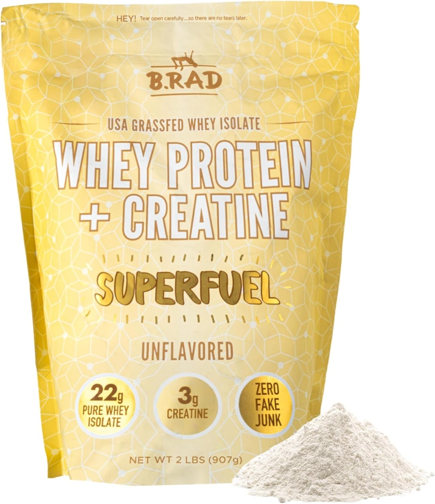 B.rad Superfuel - Græs Fed Whey Protein Isolate Boostet med Creatin Note 124; Farm- Fresh, Easy- to- Digest, Clean Ingredients