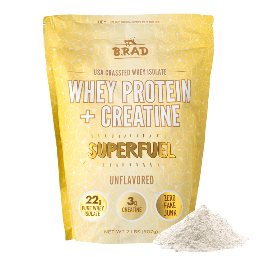 B.rad Superfuel - Græs Fed Whey Protein Isolate Boostet med Creatin Note 124; Farm- Fresh, Easy- to- Digest, Clean Ingredients
