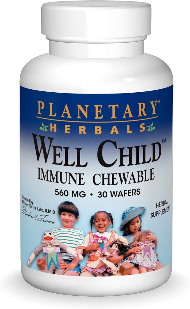 Planetariske Herbals Well Child immun Chewable Wafers, 30 Greve