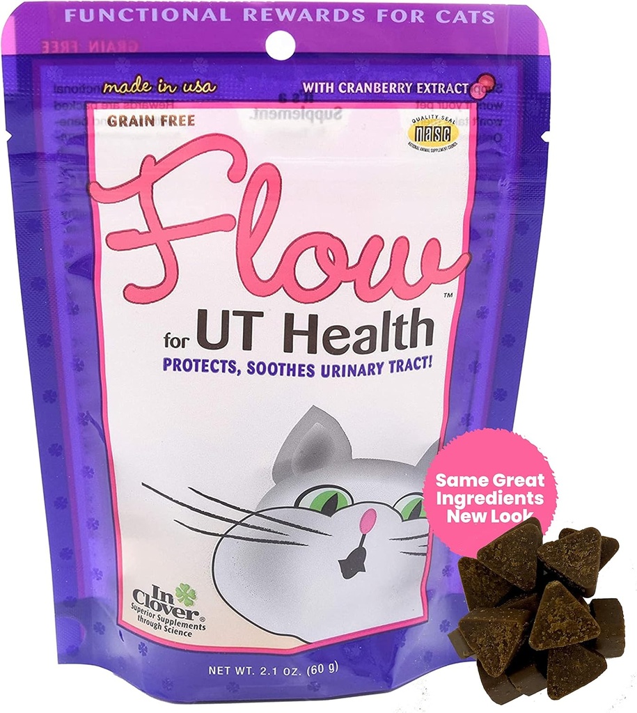 I Clover Flow Soft Chews til katte. Daglig støtte til UT sundhed. Videnskabeligt Formuleret med naturlige ingredienser til at holde urinveje flyder naturligt
