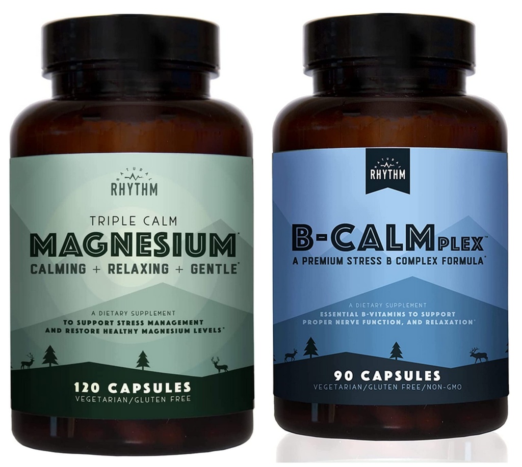 Natural Rhythm Calm Bundle - Triple Calm Magnesium 150mg, 120 kapsler + B- CALMplex, Unique Vitamin B Blend, 90 kapsler