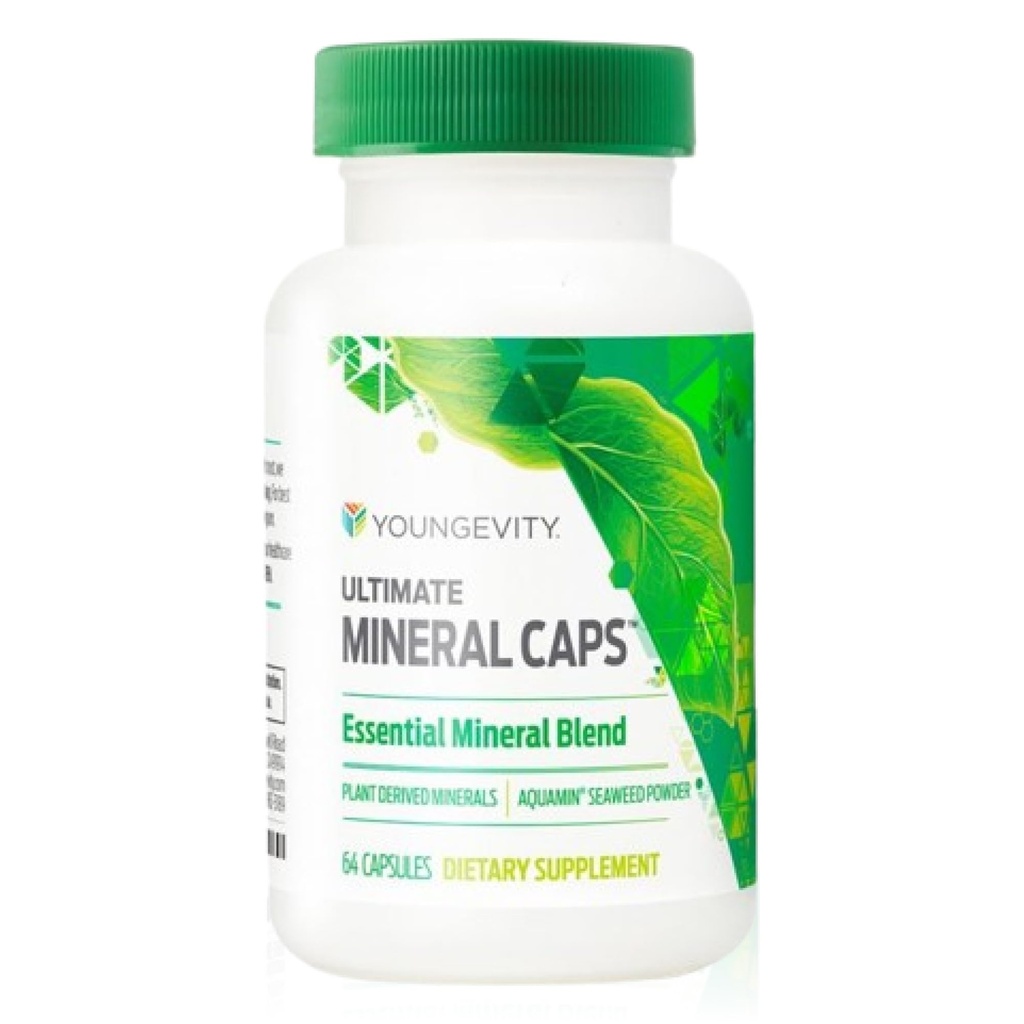 Youngevity Ultimate Mineral Caps ™ - 70 + Essential Full Spectrum Trace Minerals - Nutrient- Dense, Afledt fra Humic & Aquamin Seaweed (64 Capsule) (Pack of 4)