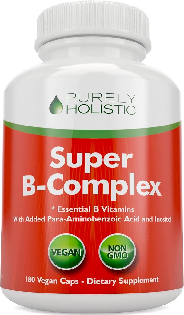 Vitamin B Complex - 8 Super B Complex Vitamin med Cholin & Inositol, Vitamin B1, B2, B3, B5, B6, B8, B9 & B12 - B100 Complex - 180 Vegan Capsules - 6 Month Supply - Made in USA