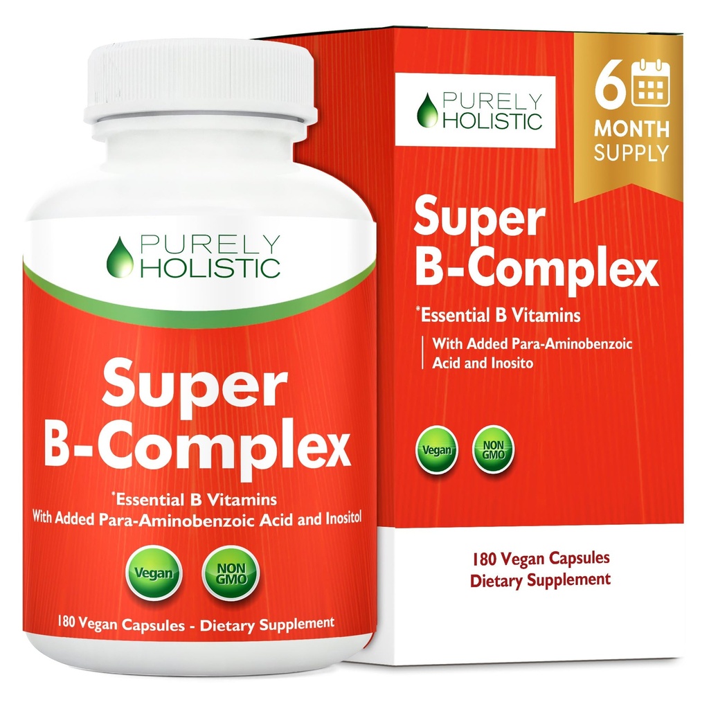 Vitamin B Complex - 8 Super B Complex Vitamin med Cholin & Inositol, Vitamin B1, B2, B3, B5, B6, B8, B9 & B12 - B100 Complex - 180 Vegan Capsules - 6 Month Supply - Made in USA