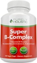 Vitamin B Complex - 8 Super B Complex Vitamin med Cholin & Inositol, Vitamin B1, B2, B3, B5, B6, B8, B9 & B12 - B100 Complex - 180 Vegan Capsules - 6 Month Supply - Made in USA