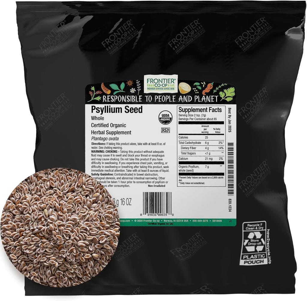Frontier Co- op Organic Whole Psyllium Seed 1lb