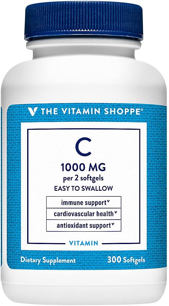 Den Vitamin Shoppe C-vitamin 1.000MG, Let at synke, Antioxidant, der understøtter immunforsvar og hjerte-kar-sundhed (300 Softgels)