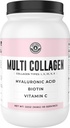 Multi collagen pulver med biotin, Hyaluronsyre, C-vitamin (2lb Værdi Størrelse) Hår, hud, negle til kvinder, mænd
