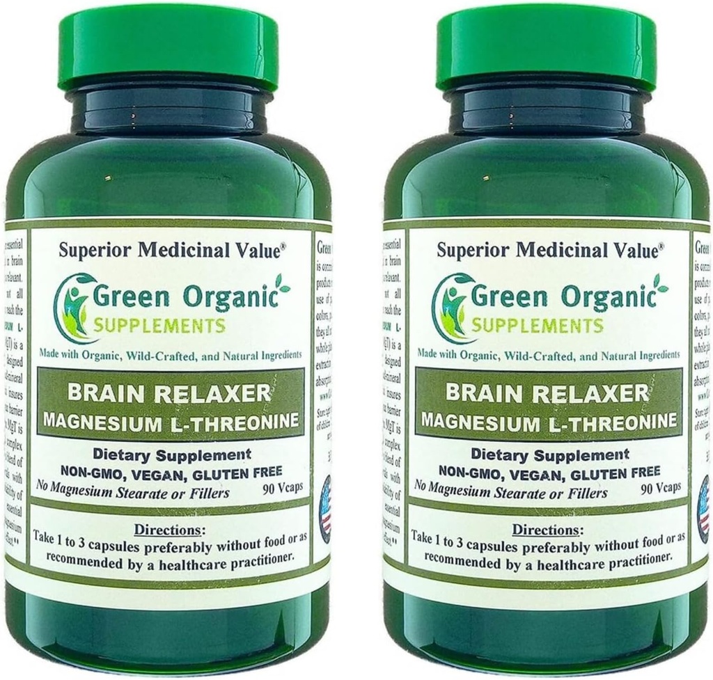 Grøn Organisk Kosttilskud Magnesium L- Threonin 90 VCs (pakke med 2)