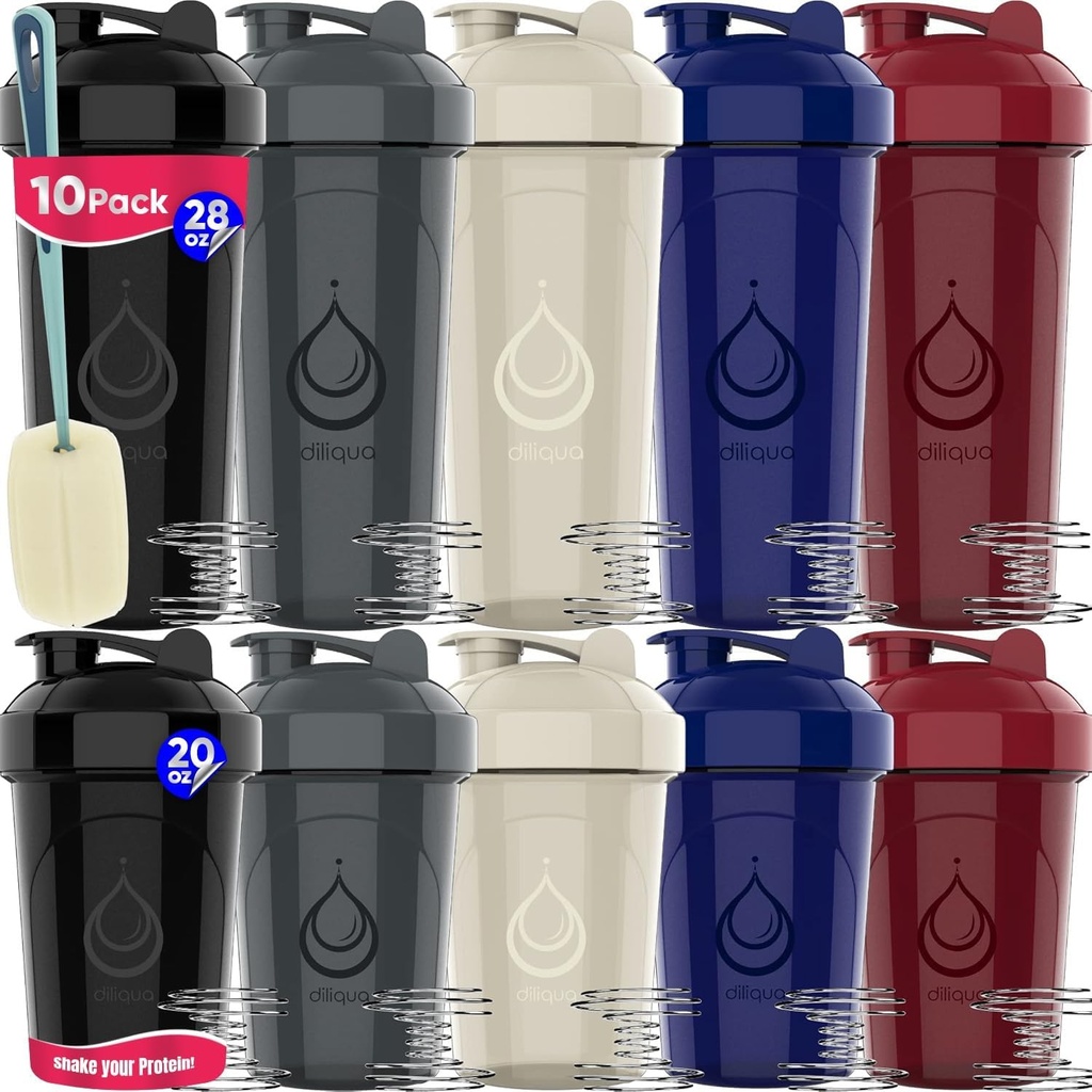 10 pack- Shaker Flasker med wire Whisks til Protein Mixes Shues 124; Blakproperty Blender Shaker Flaske Pack 124; BPA- Free & Opvaskemaskine Safe Shuke 124; 5 Large 28 oz & 5 Small 20 oz Shaker Bottle 124; Cups til Shakes