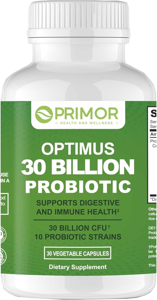 30 Millioner Probiotika - 10 Staints • 124; Vegan, Non- GMO • 124; Sund Gut - Understøtter fordøjelsesbesvær - Lejlighedsvis Forstoppelse, Diarré, Gas & Bloating. for kvinder & mænd • 124; 30 Tæl