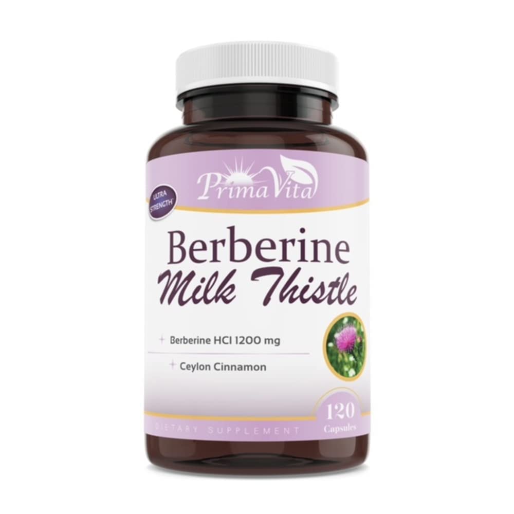 Berberine HCL 1200mg med Milk Thistle og Ceylon kanel, Ampk Metabolic Activator, Sund immunsystem og Gastrointestinal Wellness, 40 Servere, 120 Veggie kapsler