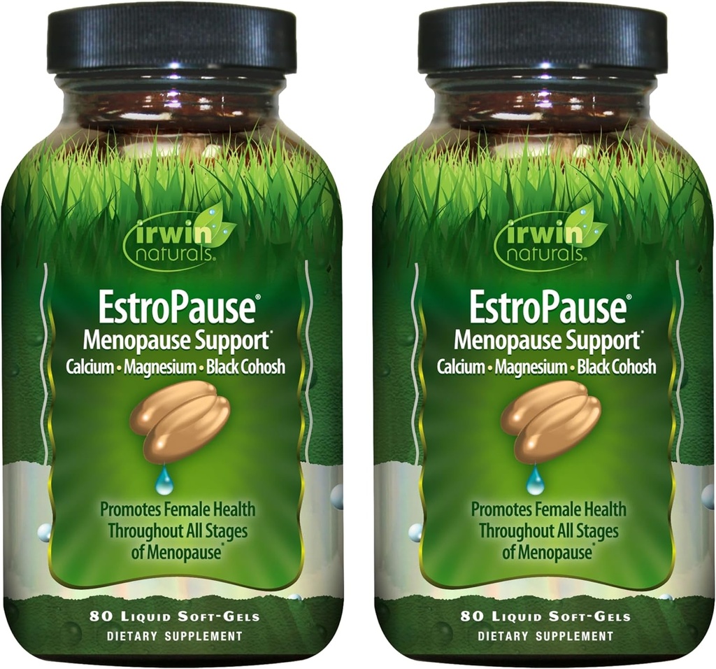 Irwin Naturals EstroPause Menopause & Kvindernes Health Support - 80 Liquid Soft- Gels - Gentle Hormonal Balance Formel - 2 Pack
