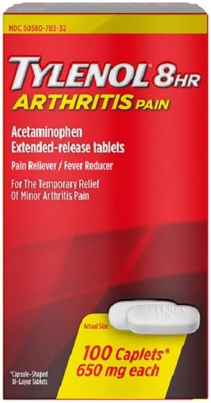 Tylenol 8 timers arthritis pain caplets, 100 greve