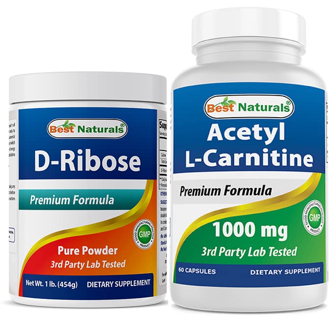 Bedste Naturals D- Ribose Powder 1 Pund & Acetyl L- Carnitin 1000mg