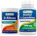Bedste Naturals D- Ribose Powder 1 Pund & Acetyl L- Carnitin 1000mg
