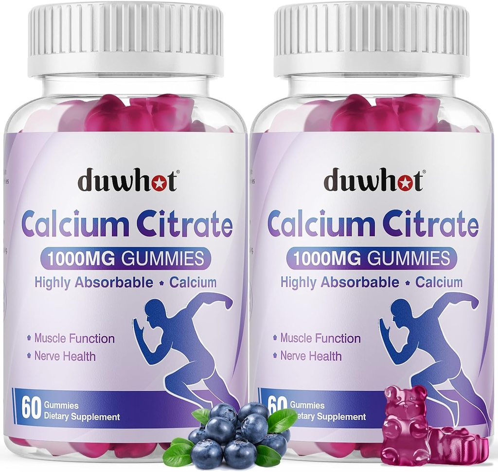 Calcium Citrate Gummies, Chewable Calcium Citrate 1000mg for ben, muskel & immunforsvar, Ultimate Absorption Calcium Kosttilskud til kvinder & mænd, blåbær, 120 Tyk