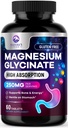 Magnesium Glycinate Supplement - 100% Chelated & Purified - for Calm, Sleep Support, Heart Health, Muscles & Bone Strength - Best Absorption Magnesium Glycinate Capsules, Bottled in USA - 60 Tablets