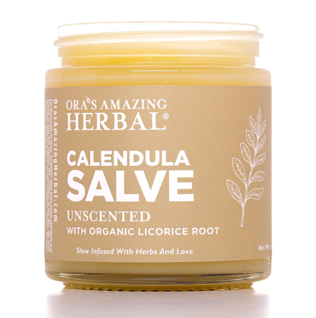 Calendula Salve, Calendula Cream, Tegning Salve, Calendula Salve, Ora 's Amazing Herbal, Coconut Free Salve lavet med Organic Calendula og Licorice Root, 4 oz