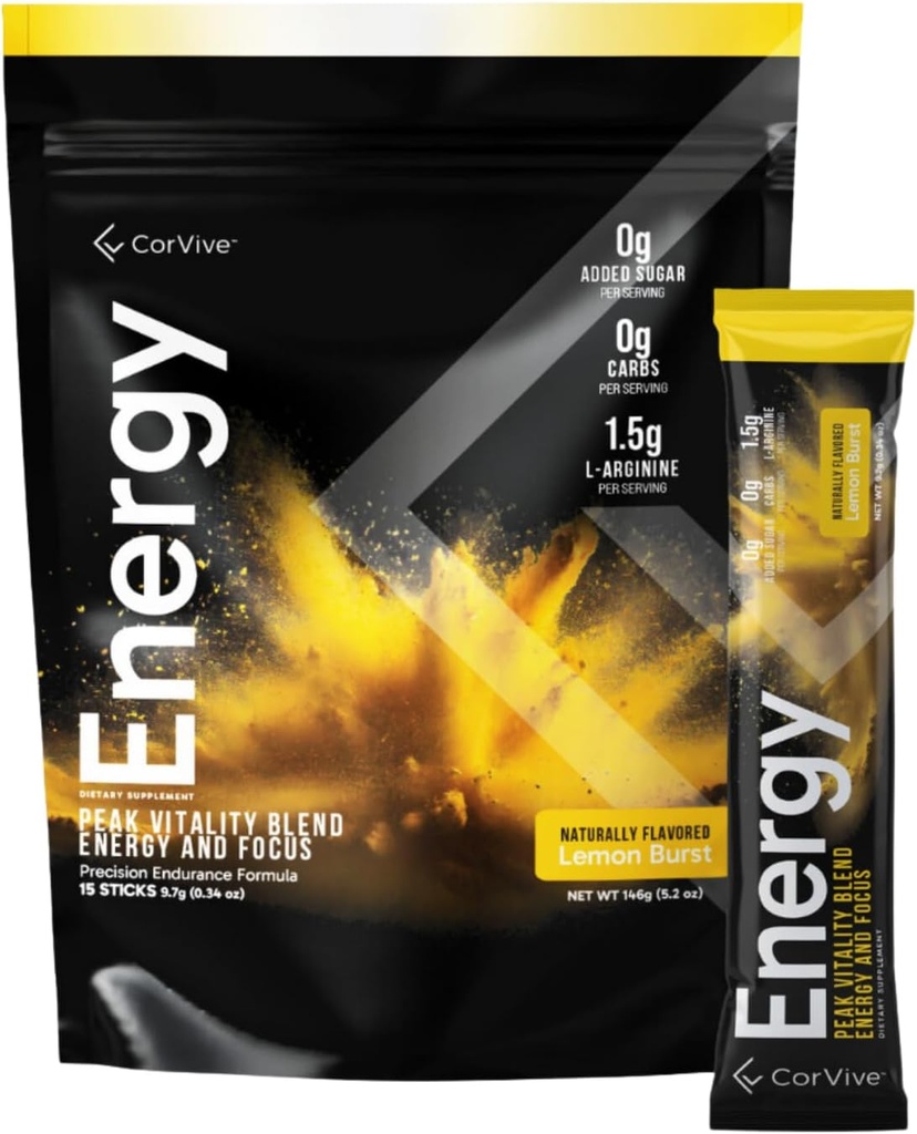Energiindhold 124; Natural Energy & Focus Support 124; med Carnosyn ®, Ashwagandha, L- Arginin, Theobromin; Zero Sugar, 5 kalorier, 120mg Koffein