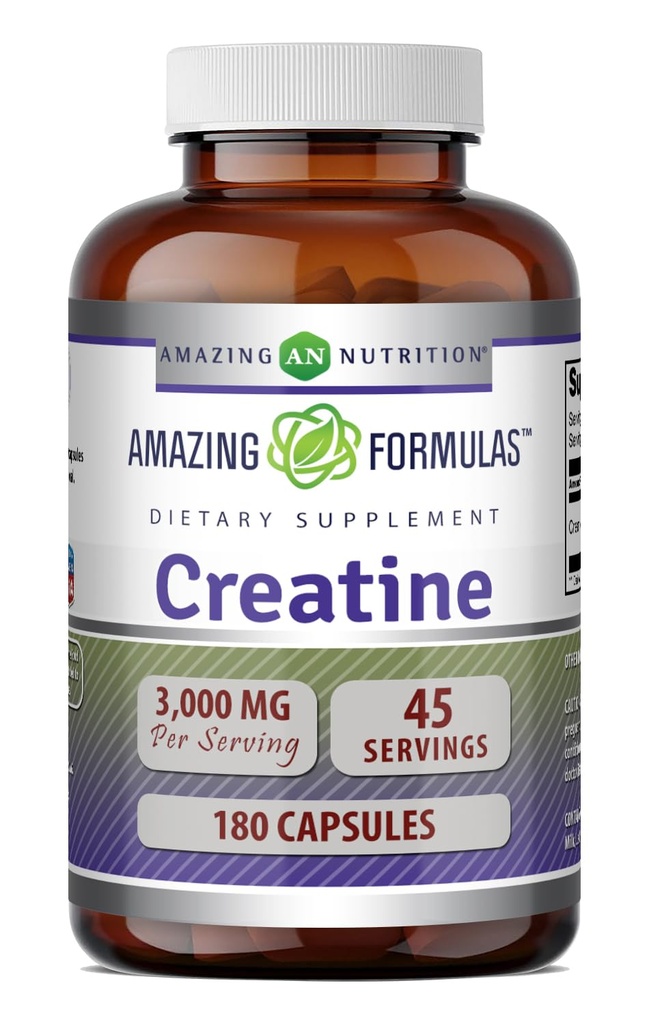 Amazing Formulas Creatine Monohydrat Aminosyre Supplement Note 124; 3000 Mg pr Serving Note 124; 180 Kapsler Note 124; Non- GMO