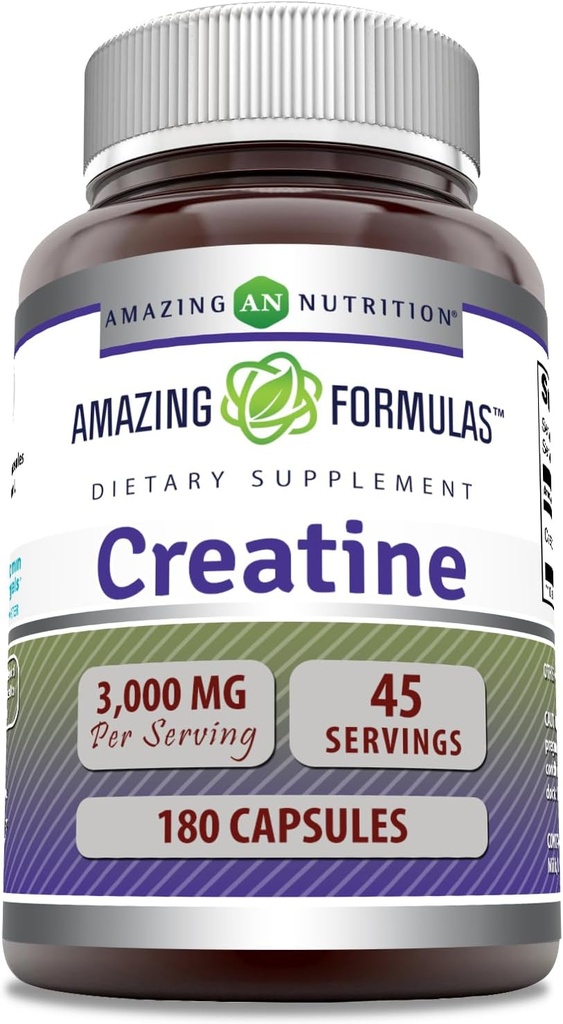 Amazing Formulas Creatine Monohydrat Aminosyre Supplement Note 124; 3000 Mg pr Serving Note 124; 180 Kapsler Note 124; Non- GMO
