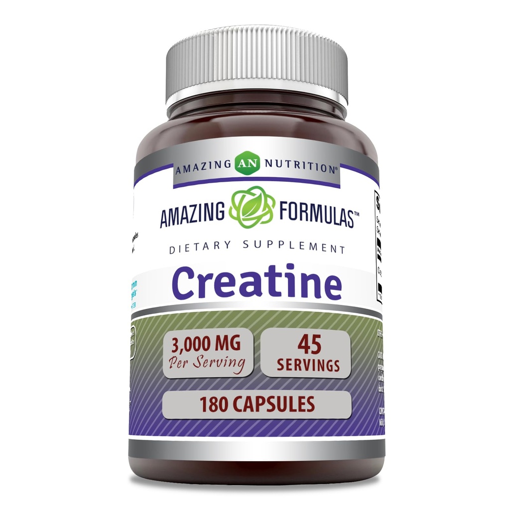 Amazing Formulas Creatine Monohydrat Aminosyre Supplement Note 124; 3000 Mg pr Serving Note 124; 180 Kapsler Note 124; Non- GMO