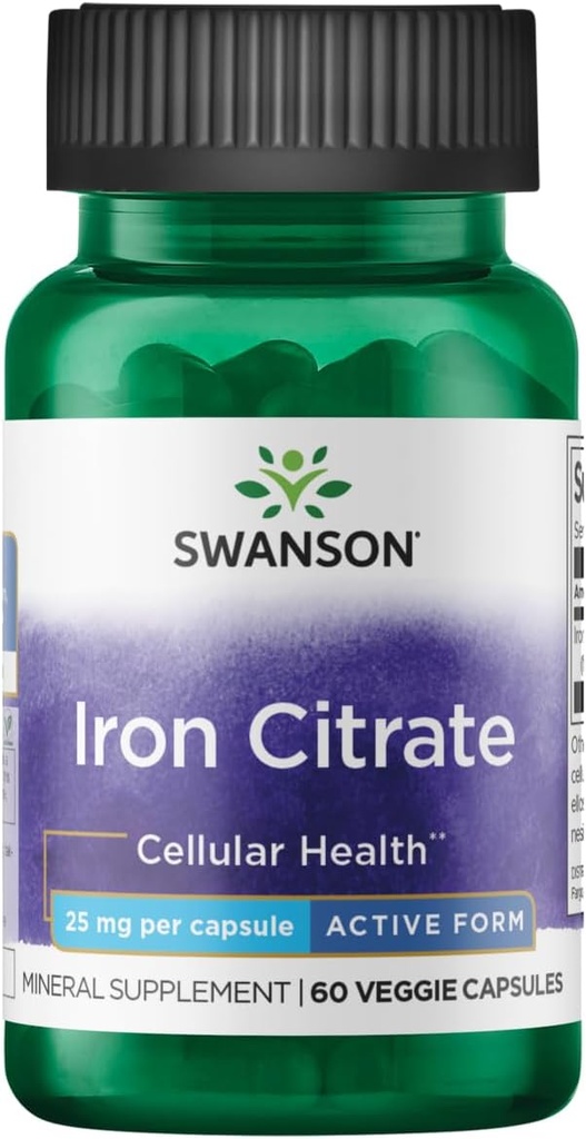 Swanson Iron Citrate 25 Milligram 60 Veg kapsler