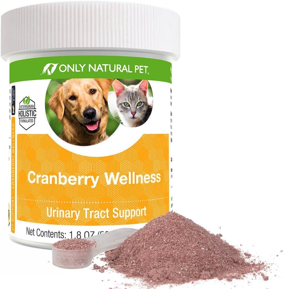 Kun Natural Pet Cranberry Wellness Antioxidant Powder til hunde og katte - Nutritional Berry Powder supplement til Urinary Tract Sundhed med C-vitamin - 110 Servering