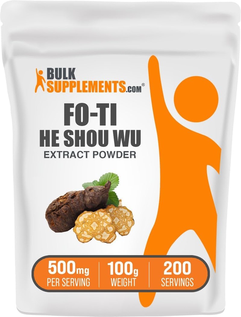 BulkSupplements.com Fo- Ti Extract Powder - Fo- Ti Root Powder, He Shou Wu, Herbal Supplement - Gluten Free, 500mg per Serving, 100g (3,5 oz) (Pack of 1)