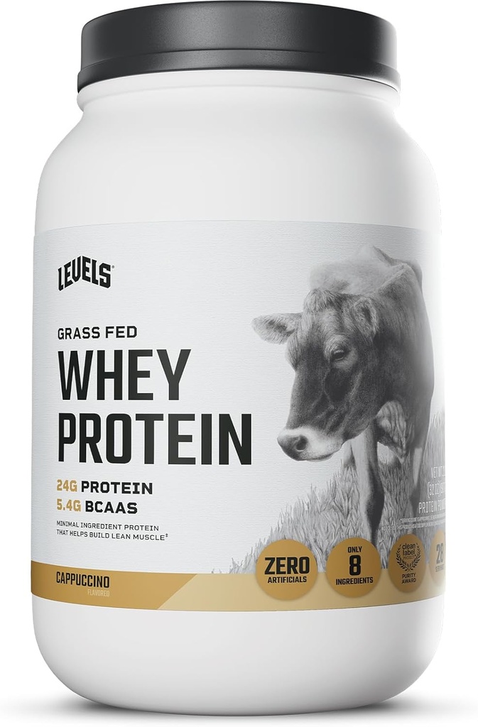 Nivels Grass Fed Whey Protein Powder, Ingen artificials, 24G Protein, Cappuccino, 2LB