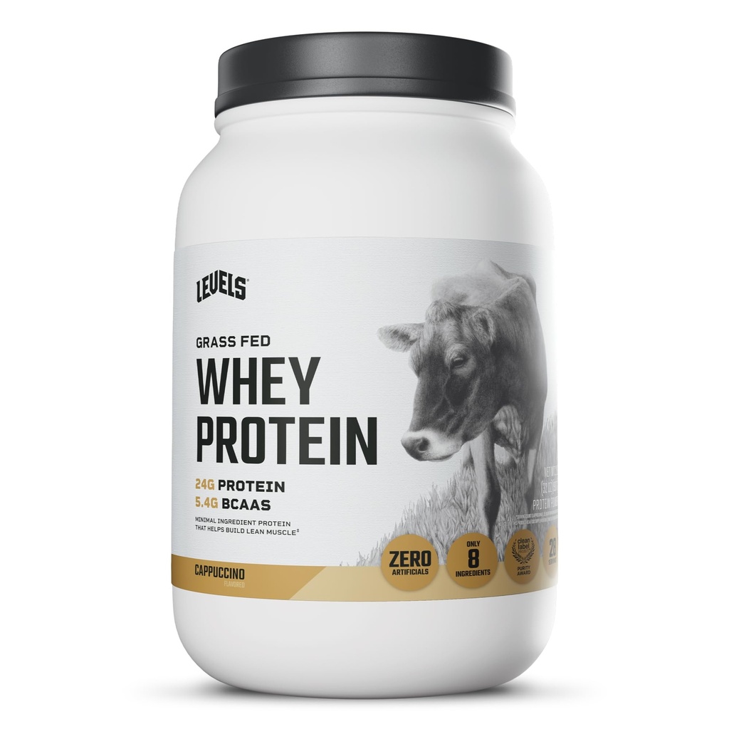 Nivels Grass Fed Whey Protein Powder, Ingen artificials, 24G Protein, Cappuccino, 2LB