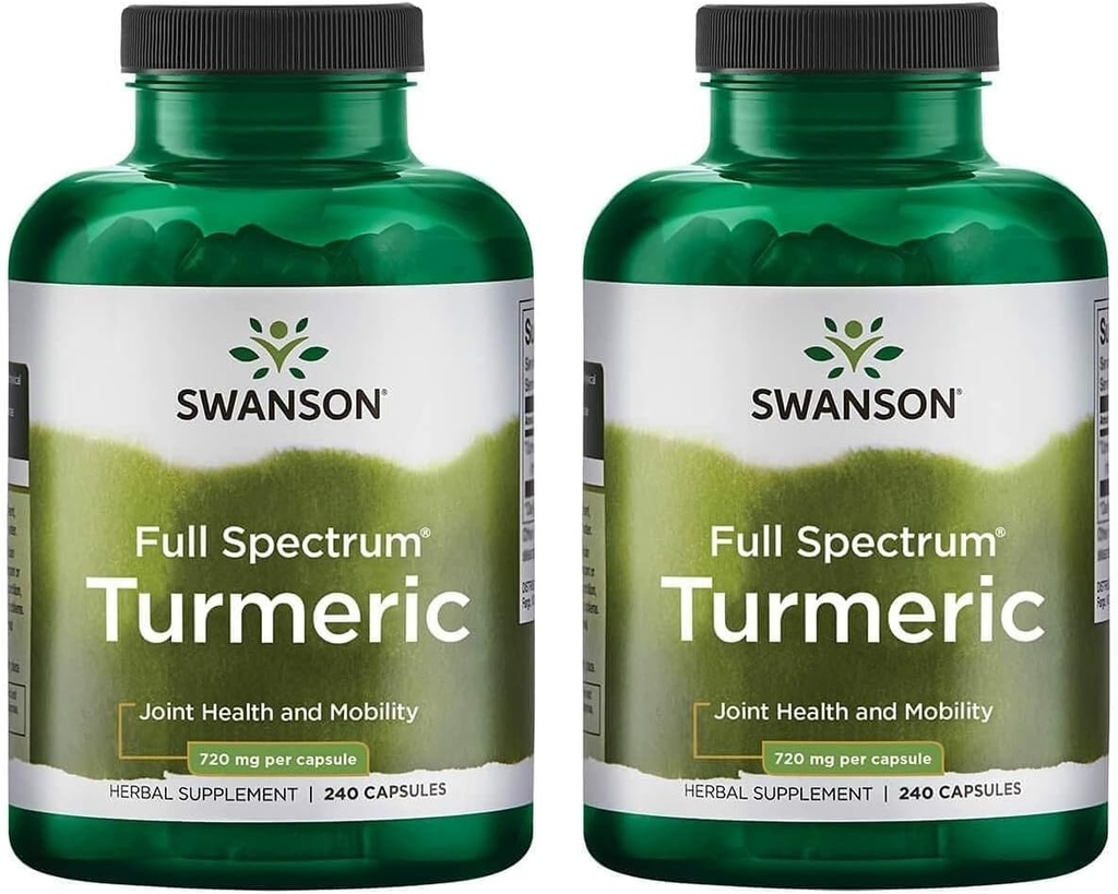 Swanson Full Spectrum Turmeric (Curcumin) - Fælles sundhed, fordøjelse, hjerte sundhed & lever Support - Curcuma Longa Formel Fremme Memory Support - (240 kapsler) 2 Pack