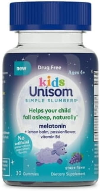 Unisom Simple Slumbers Kids Drug- Free Sleep Aid Gummies 30-greve, Melatonin 0, 5 mg, Grape