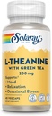 SOLARAY L-Theanine 200mg with Green Tea - Healthy Mood, Relaxation and Occasional Stress Support - Lab Verified, Vegan, Gluten Free - 45 Servings, 45 VegCaps