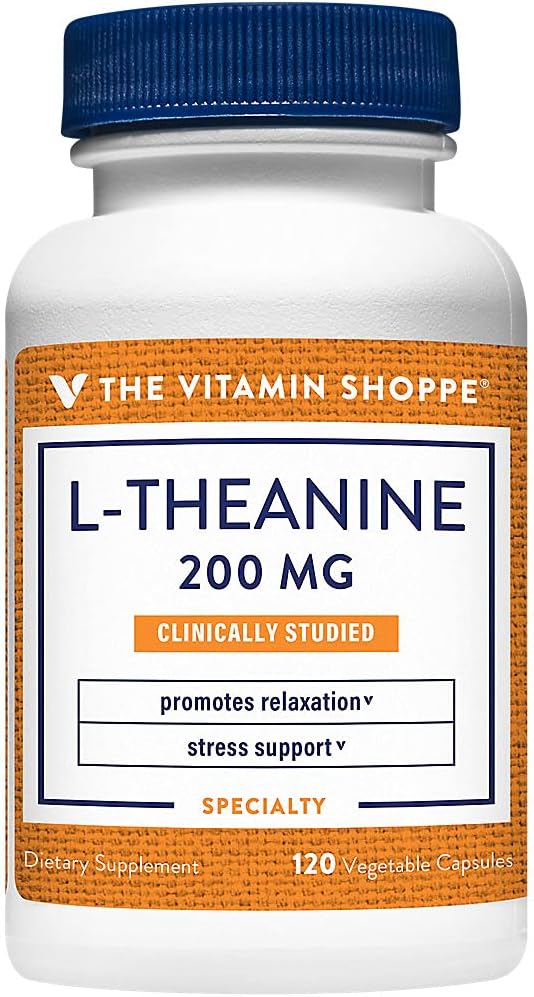 L- Theanine, Klinisk Studier - fremmer afslapning & stress support - 200 MG, 120 Vegetabilske kapsler, 120 Servering af Vitamin Shoppe