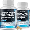 Sea Moss, Maca, Black Seed Oil, Ashwagandha, Bladderwrack, Gurkemeje - Elderberry, Vitamin C & D3, Mælkebøtte & Sort Pepper - Made in USA- 120ct