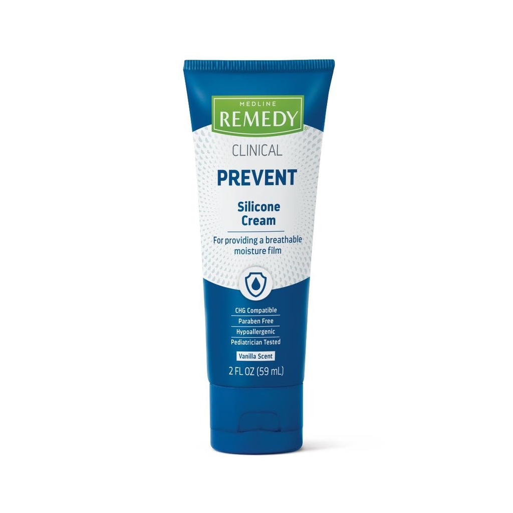 Medline Remedy Clinical Silicone Cream (2 oz Tube), Vanilla Stift, Breathable Film, beroligende, fugtgivende, nærende, Hydrating Skin Care, For Cracked, Chapped, Følsomme Hud