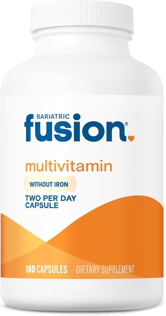 Bariatric Fusion Bariatric Multivitamin Without Iron | Post Bariatric Surgery Patients | Iron Free Bariatric Vitamin for Gastric Bypass and Sleeve Gastrectomy | 180 Capsules | 3 Month Supply