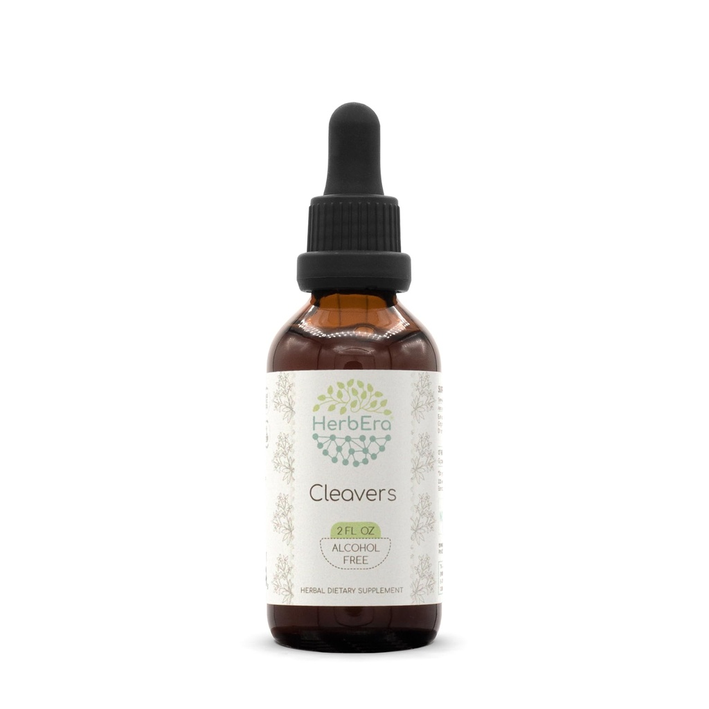 HerbEra Cleavers B60 Alkohol- Free Herbal Extract Tinktur, Koncentreret Flydende Drops Naturlige Cleavere (Galium aparine) Tørret Herb (2 fl oz)