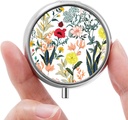Mini Pill Box, Lille Pill Box, Bærbar Pill Box, Cute Pill Organizer til vitaminer, Medicin, Fiskeolie og Kosttilskud (hvide blomster)